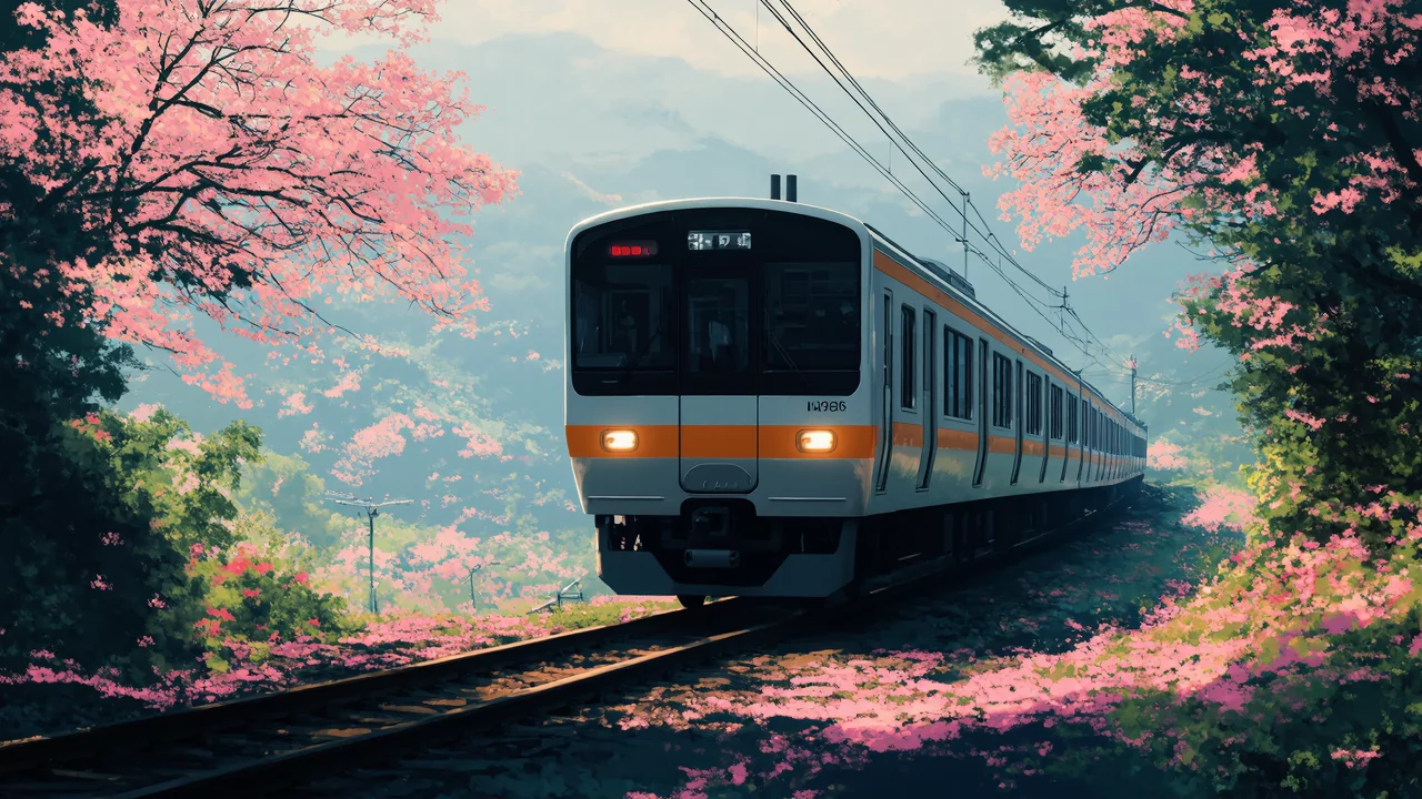 Commuter Train In Japan Journey Through Urban Landscape | AI Image