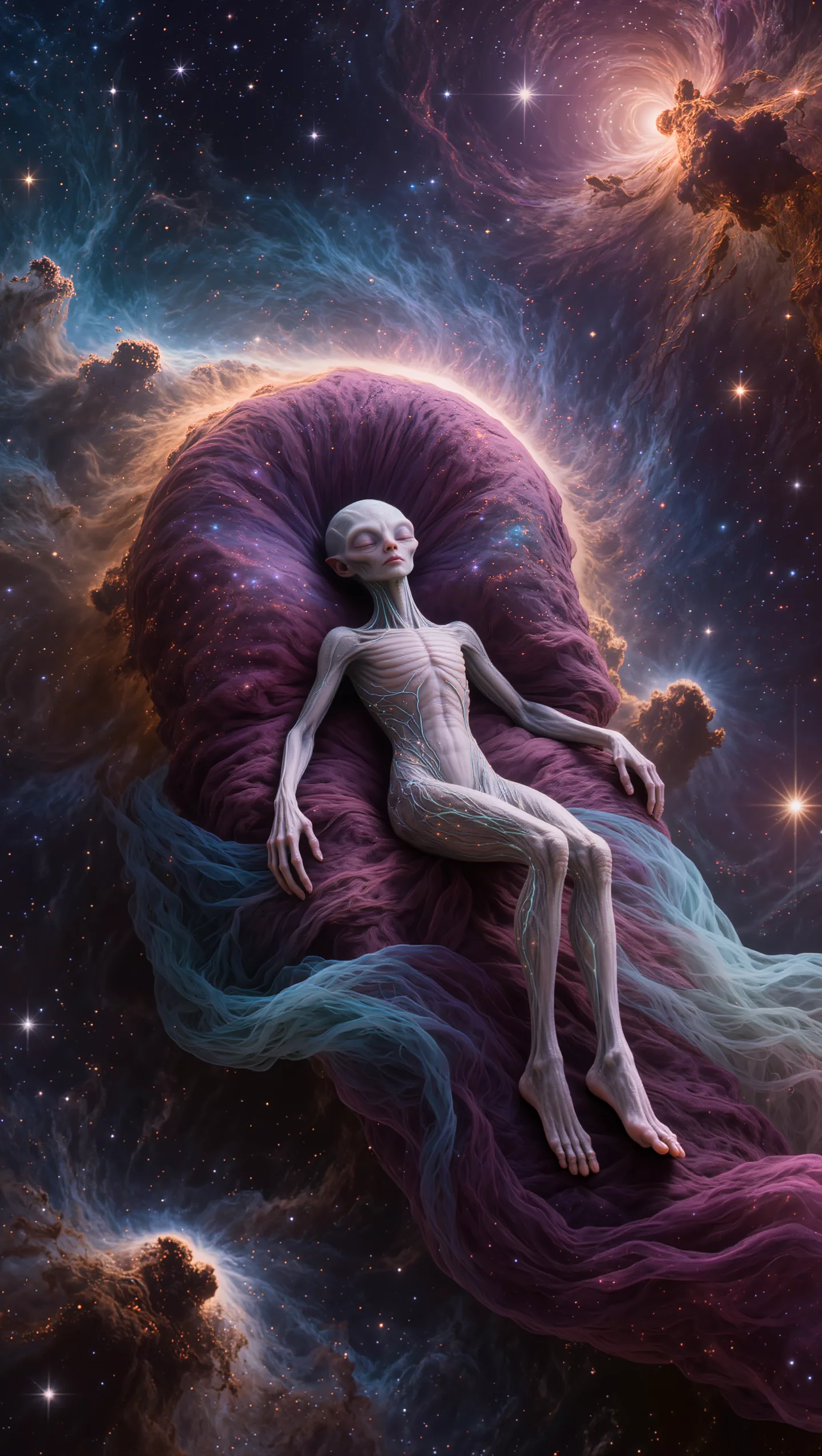 Psychedelic Alien Sleeping In Cosmic Nebula Space Art Masterpiece | AI ...